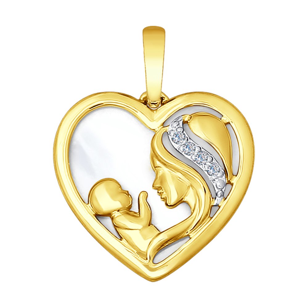 Подвеска из жёлтого золота с бриллиантами «Мать и дитя»