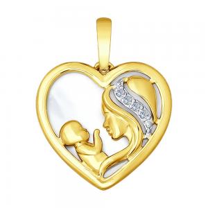 Подвеска из жёлтого золота с бриллиантами «Мать и дитя»