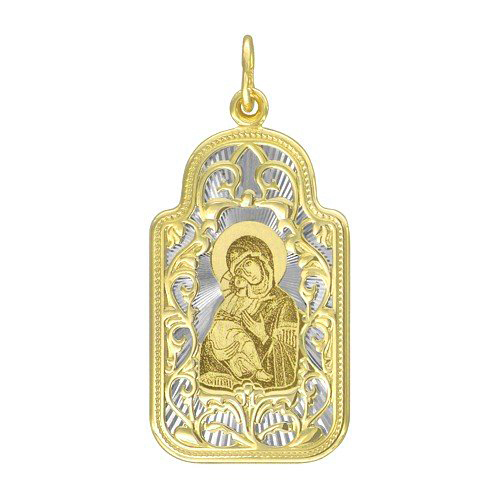 Иконка из золота с ликом Владимирской Божией Матери
