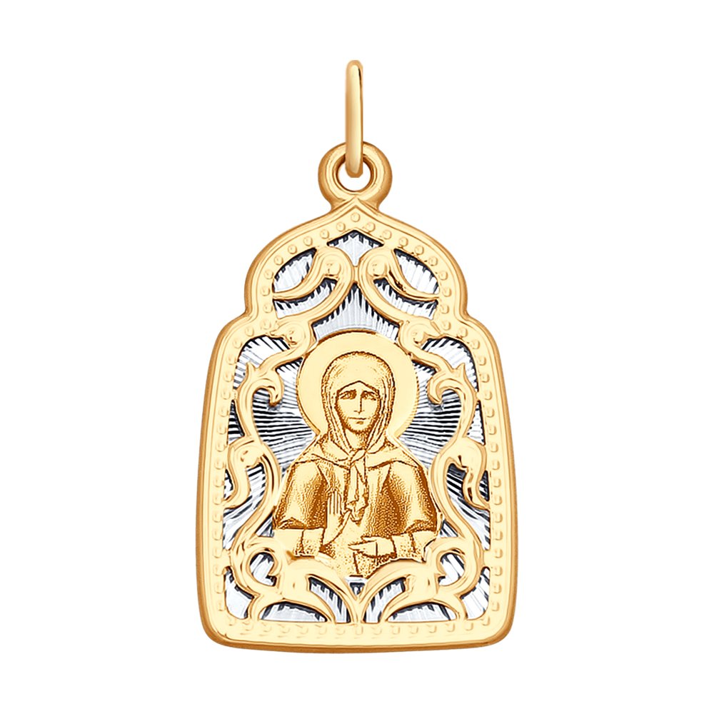 Нательная иконка из золота «Святая блаженная Матрона Московская»