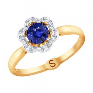 Кольцо из золота с бриллиантами и сапфиром