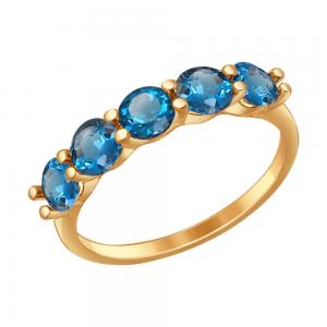 Кольцо из золота с синими топазами