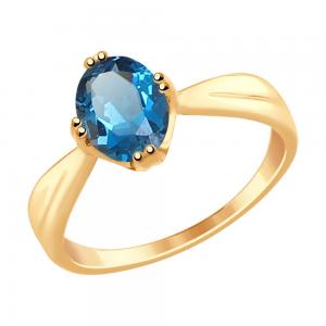 Кольцо из золота с синим топазом
