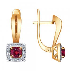 Kõrvarõngad punasest kullast rubiiniga, teemantiga ja kaetud roodiumiga