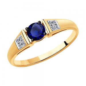 Кольцо из золота с бриллиантами и синими корундами