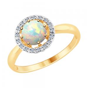 Кольцо из золота с бриллиантами и опалом
