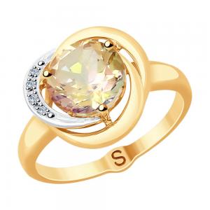 Кольцо из золота с бриллиантами и морганитом