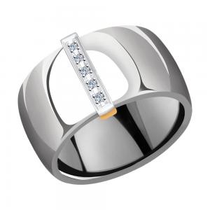 Керамическое кольцо с золотом и бриллиантами