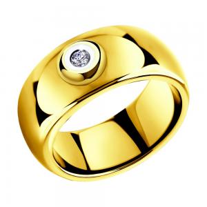 Керамическое кольцо с золотом и бриллиантом