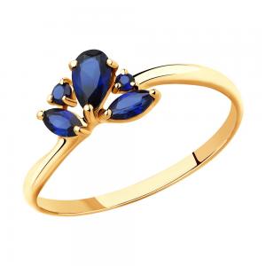Кольцо из золота с синими корундами