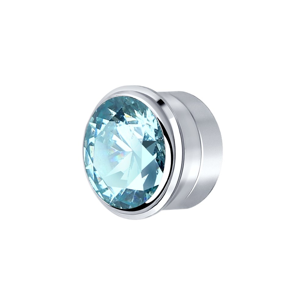 Вставка из серебра с голубым Swarovski Zirconia