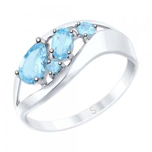 Серебряное кольцо с голубыми топазами