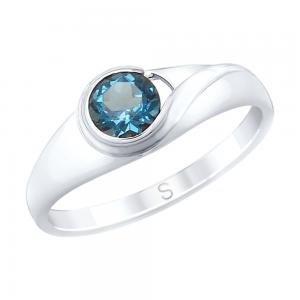 Кольцо из серебра с синим топазом