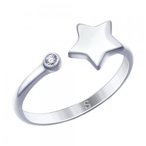 Серебряное кольцо с фианитом «Звёздочка»