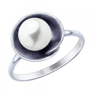 Кольцо из чернёного серебра с жемчугом