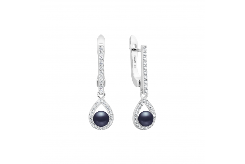 Серьги SK25216EL Чёрный жемчуг