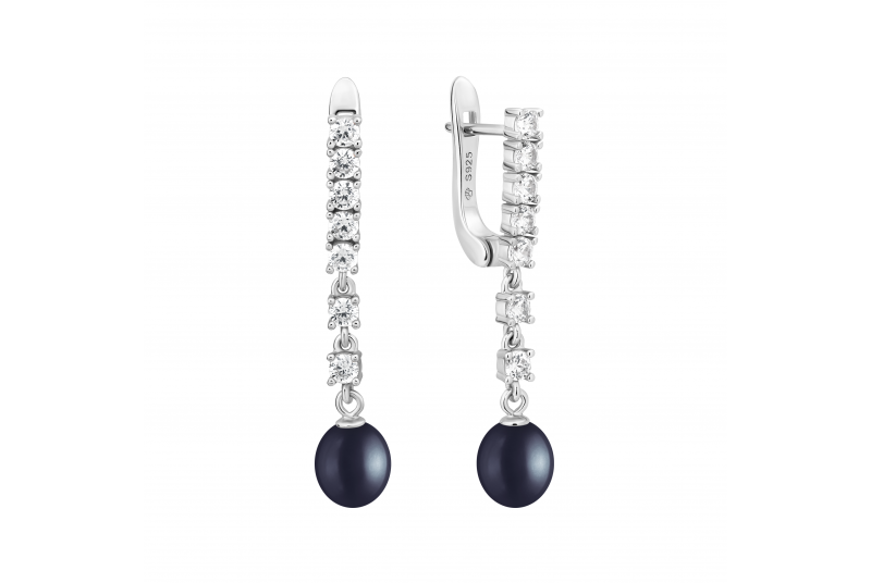 Серьги SK25477EL Чёрный жемчуг