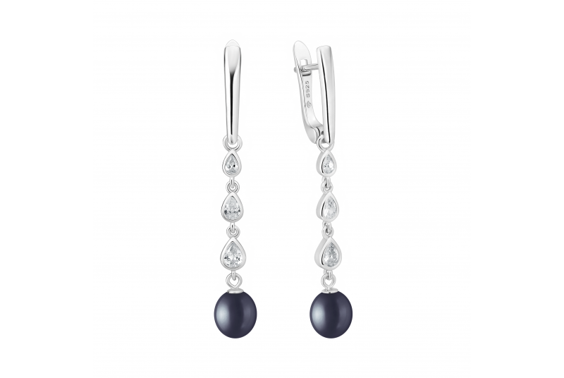 Серьги SK25481EL Чёрный жемчуг