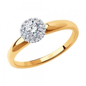 Кольцо из комбинированного золота с родированием с бриллиантами