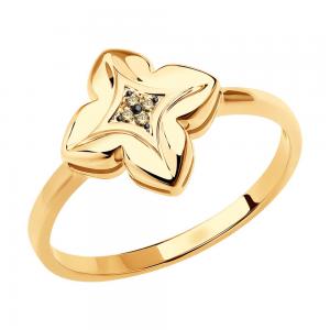 Roodiumiga kaetud kullast sõrmus teemantidega
