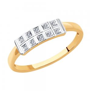 Кольцо из золота с родированием с бриллиантами