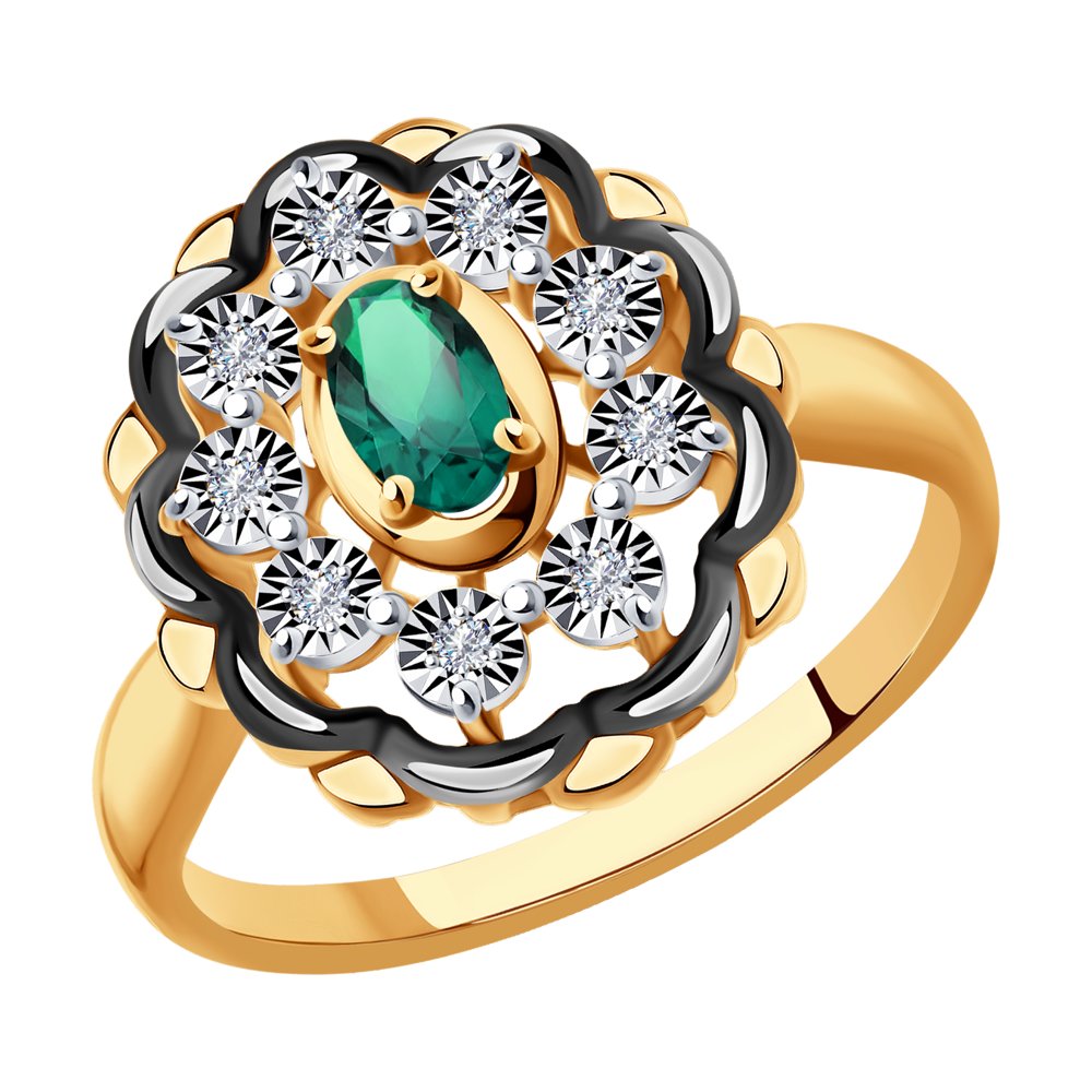 Sõrmus kombineeritud kullast, briljantidest ja smaragdist