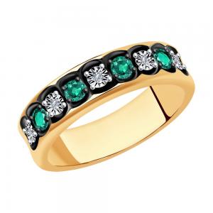Sõrmus kombineeritud kullast teemantide ja smaragdidega