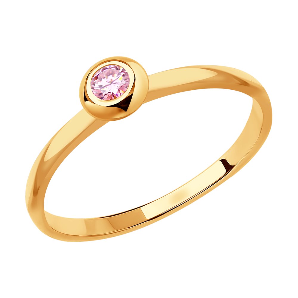 Кольцо из золота с розовым сапфиром