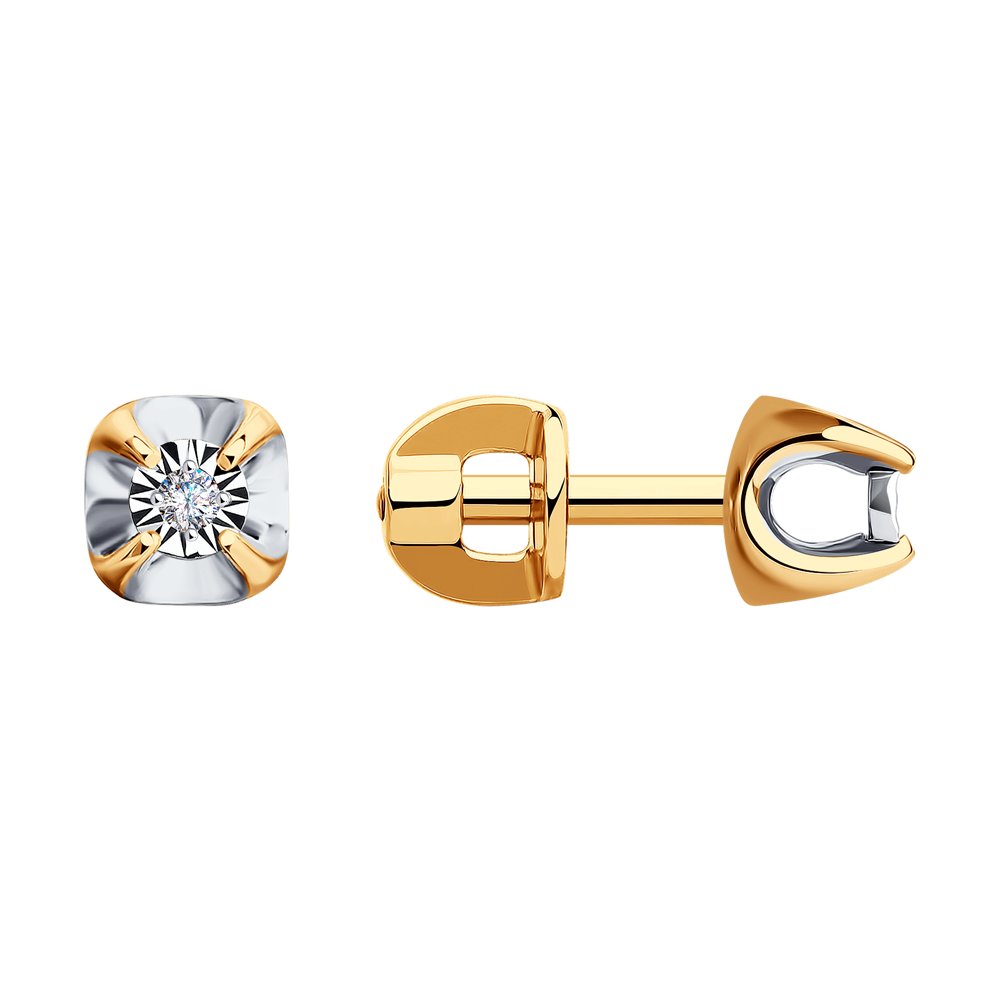 Kõrvarõngad kombineeritud kullast, roodiumiga kaetud teemantidega