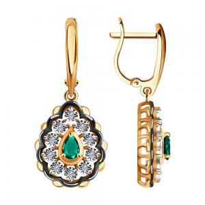 Kõrvarõngad kombineeritud kullast teemantide ja smaragdidega