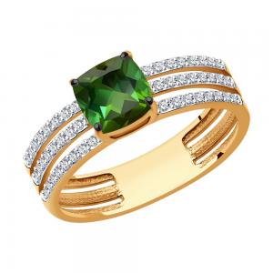 Кольцо из золота с бриллиантами и турмалином