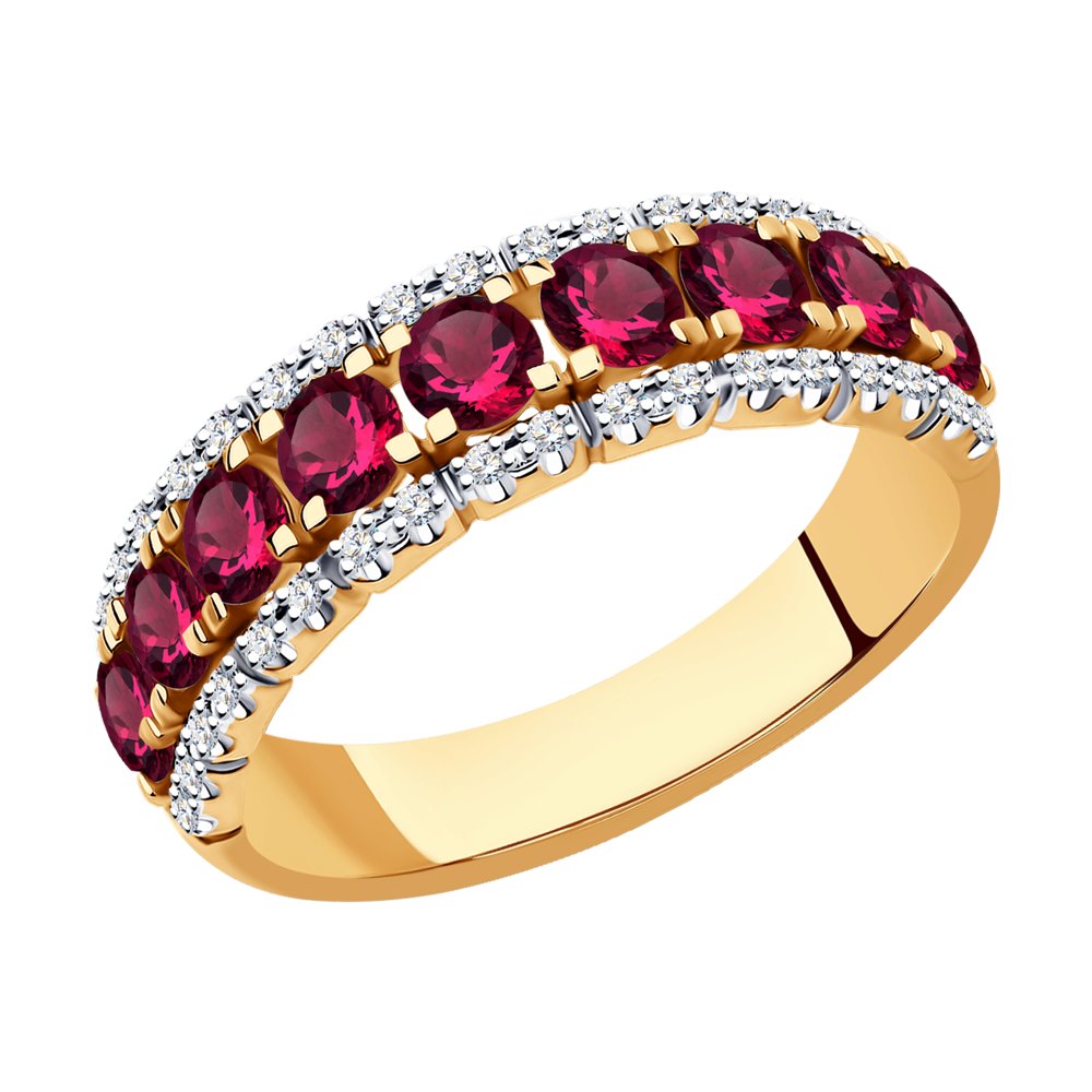 Кольцо из золота с бриллиантами и рубинами