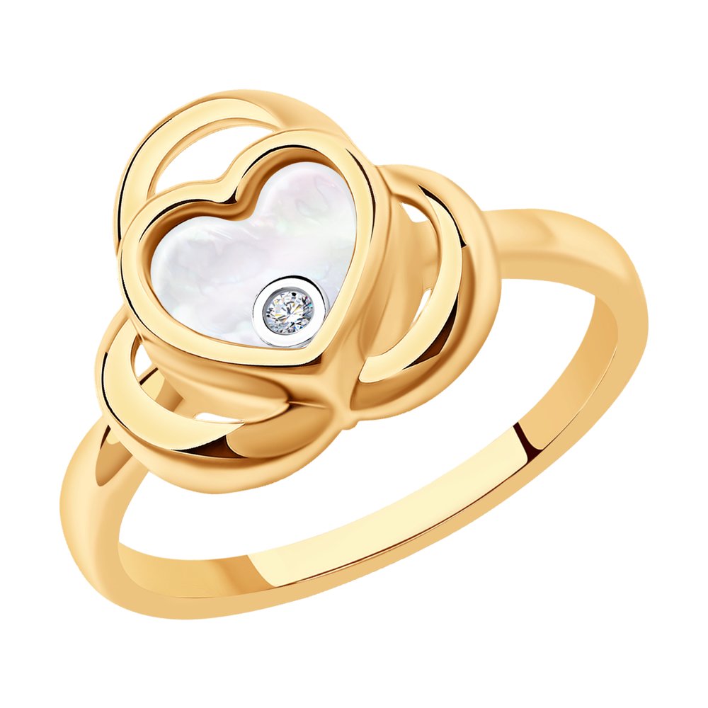 Кольцо из комбинированного золота с миксом камней