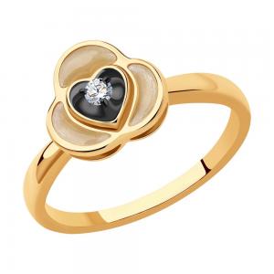 Кольцо из золота с родированием с бриллиантом