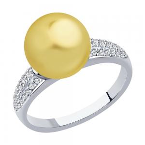 Кольцо из белого золота с бриллиантами и жемчугом Южных морей