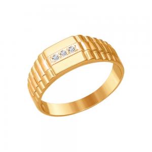 Кольцо из комбинированного золота с фианитами