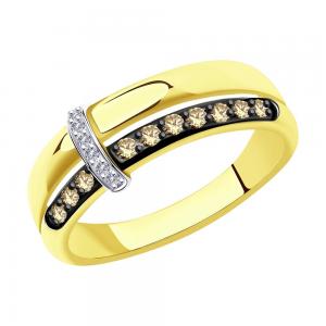 Roodiumiga kaetud kollase kullaga sõrmus teemantidega