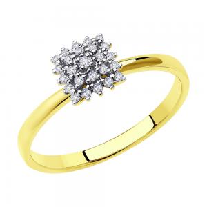 Roodiumiga kaetud kollase kullaga sõrmus teemantidega