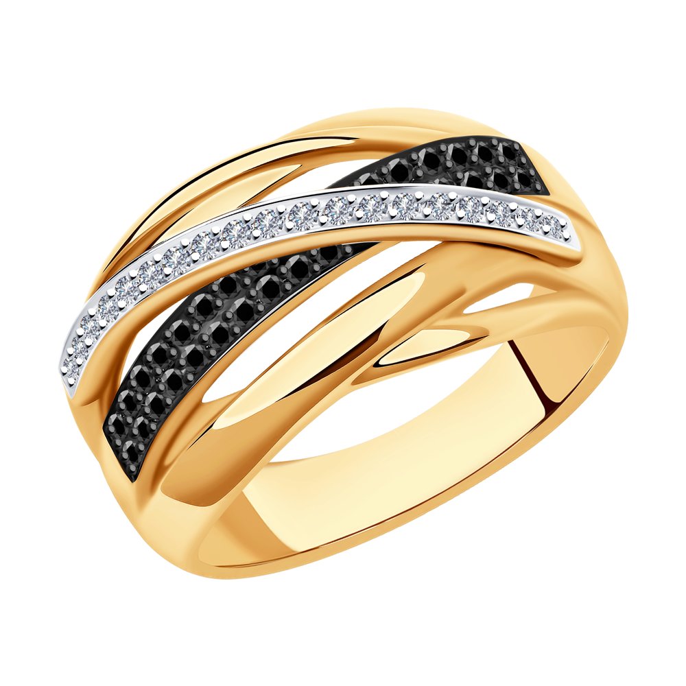 Кольцо из золота с родированием с бриллиантами