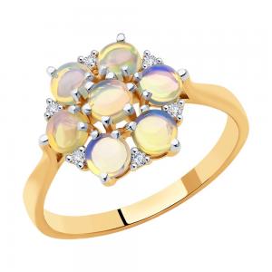Kullatud hõbedast sõrmus opaalide ja kuuptsirkooniga