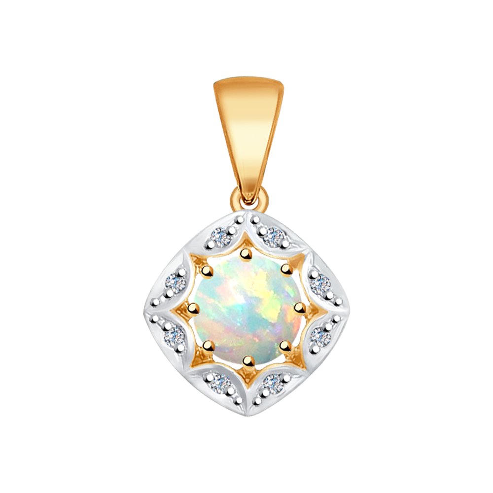 Kullast ripats teemantide ja opaaliga
