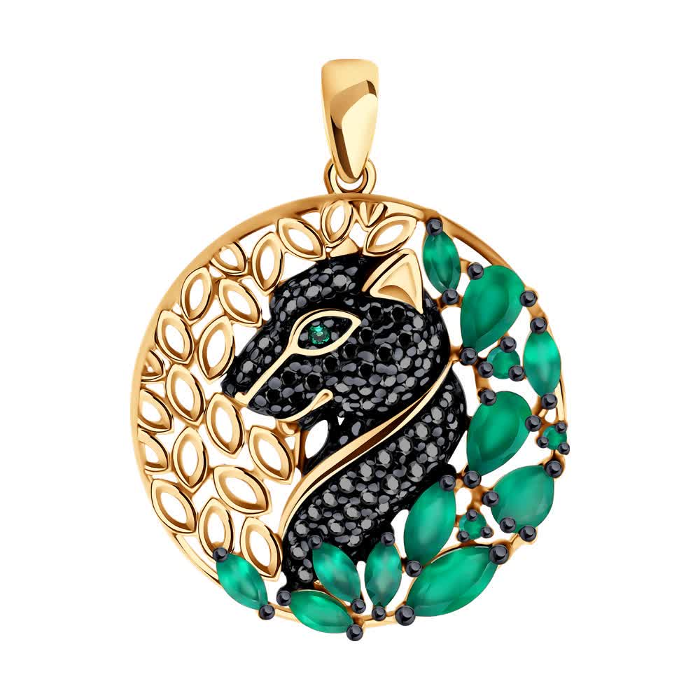 Kullatud hõbedane ripats ahhaatide ja kuupmeetri tsirkooniumoksiidiga