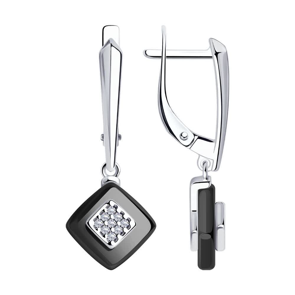 Hõbekõrvarõngad keraamiliste detailide ja tsirkooniumitega