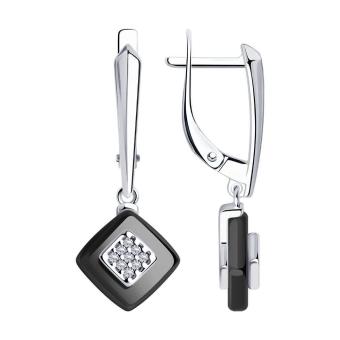 Hõbekõrvarõngad keraamiliste detailide ja tsirkooniumitega