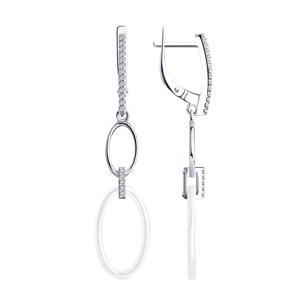 Hõbekõrvarõngad keraamiliste detailide ja tsirkooniumitega