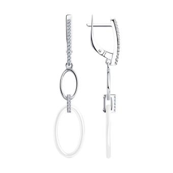 Hõbekõrvarõngad keraamiliste detailide ja tsirkooniumitega