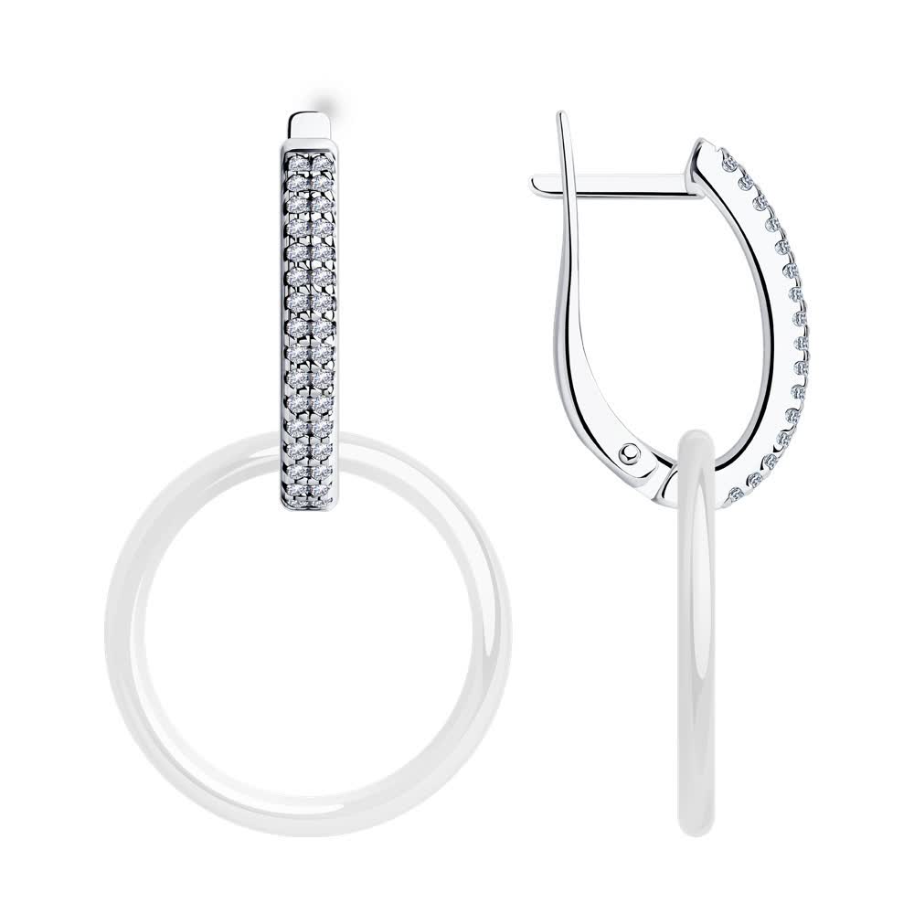 Hõbekõrvarõngad keraamiliste detailide ja tsirkooniumitega