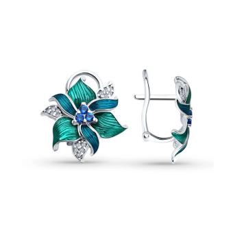 Hõbekõrvarõngad tsirkooniumite ja emailiga