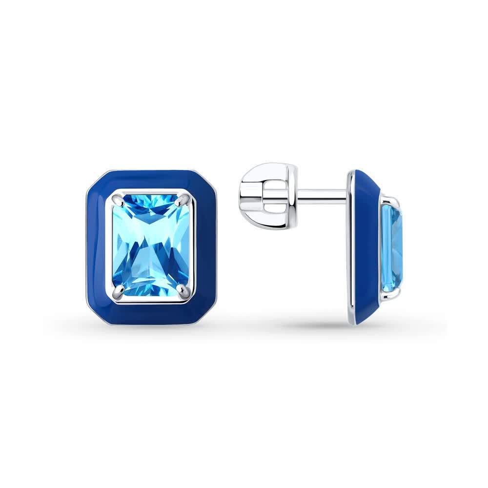 Hõbekõrvarõngad tsirkooniumite ja emailiga