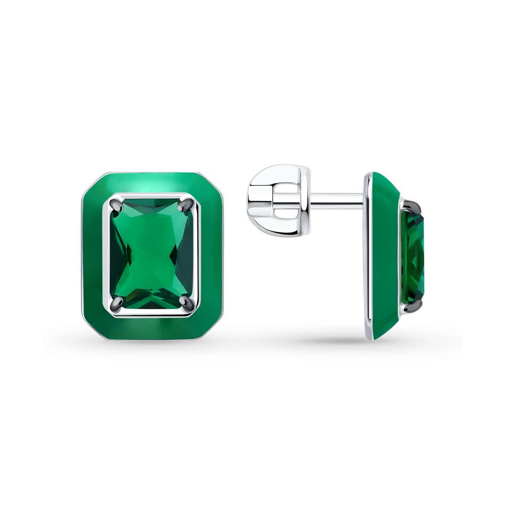 Hõbekõrvarõngad tsirkooniumite ja emailiga